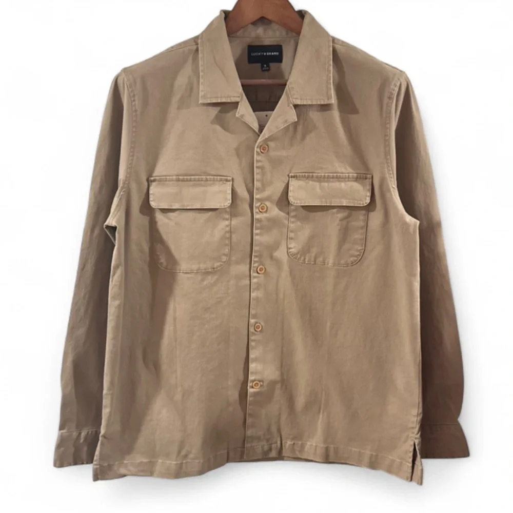 Lucky Brand Stretch Cotton Tan Utility Shirt Jacket Size Men’s Medium